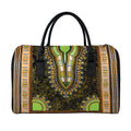 Orange And Black African Dashiki Print Leather Duffel Bag