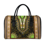 Orange And Black African Dashiki Print Leather Duffle Bag