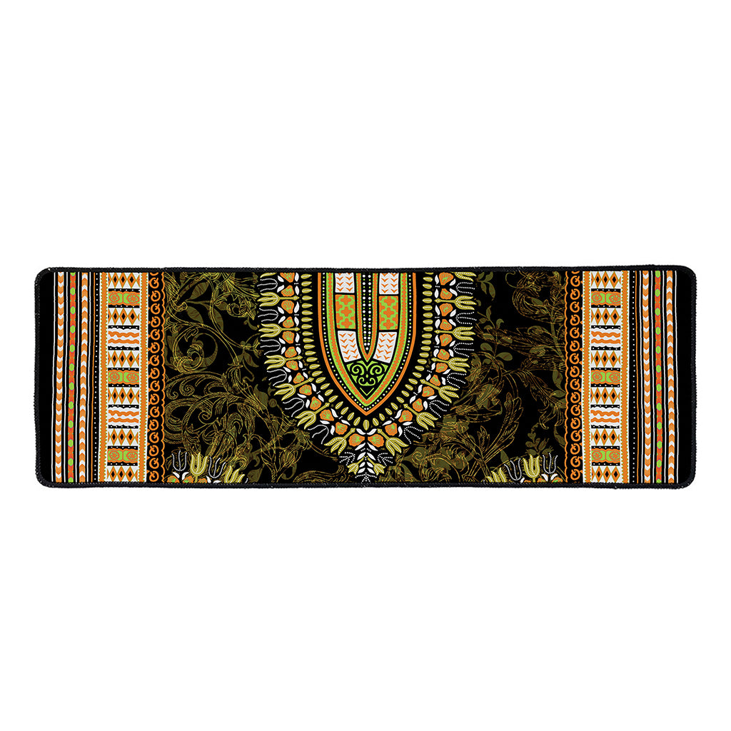 Orange And Black African Dashiki Print Long Kitchen Mat