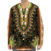 Orange And Black African Dashiki Print Long Sleeve Baseball Jersey