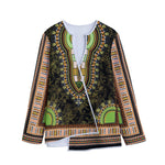 Orange And Black African Dashiki Print Long Sleeve Short Coat