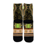 Orange And Black African Dashiki Print Long Socks