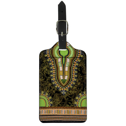 Orange And Black African Dashiki Print Luggage Tag