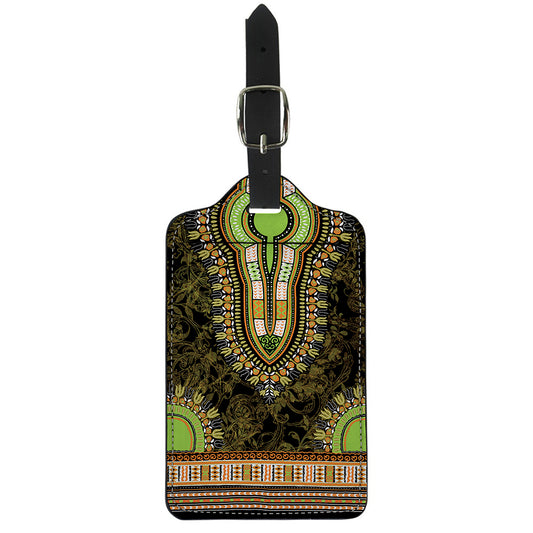 Orange And Black African Dashiki Print Luggage Tag