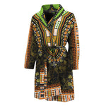 Orange And Black African Dashiki Print Men's Bathrobe