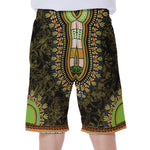 Orange And Black African Dashiki Print Men's Beach Shorts