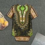 Orange And Black African Dashiki Print Men's Bodysuit