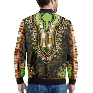 Orange And Black African Dashiki Print Men's Bomber Jacket