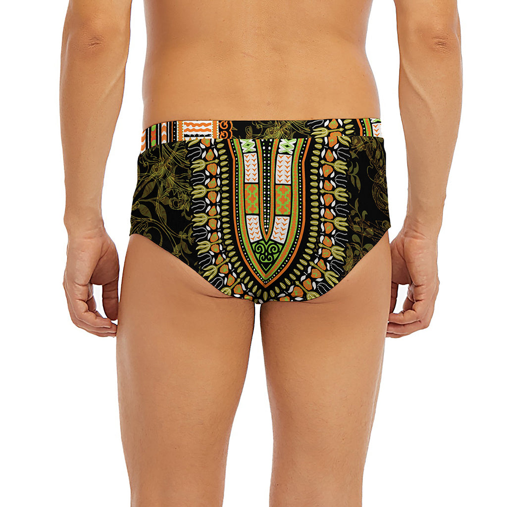 Orange And Black African Dashiki Print Men's Briefs