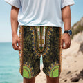Orange And Black African Dashiki Print Men's Cargo Shorts