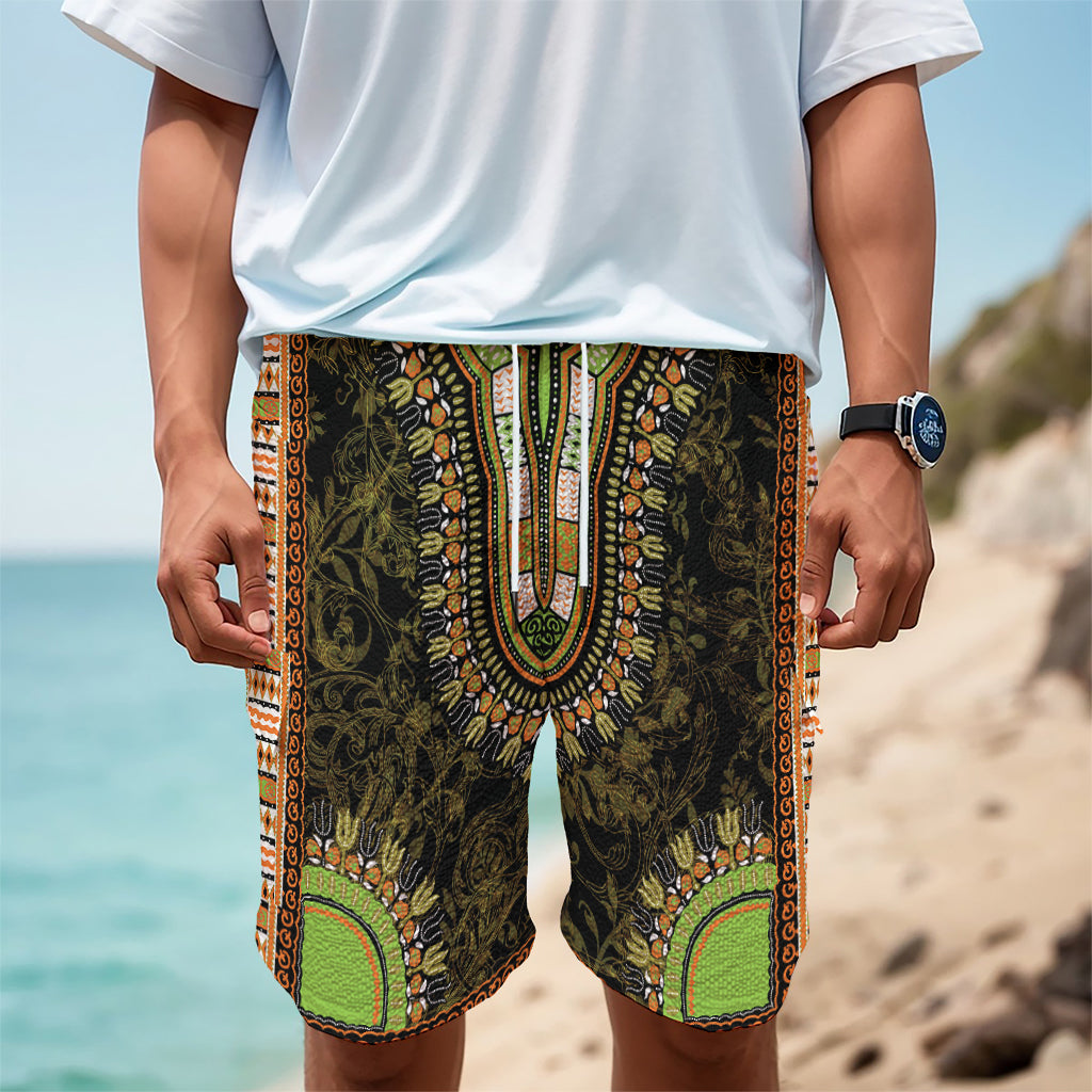 Orange And Black African Dashiki Print Men's Cargo Shorts