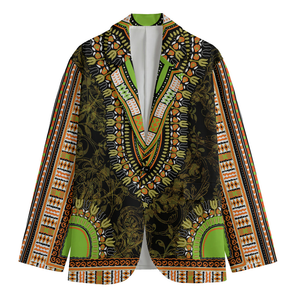 Orange And Black African Dashiki Print Men's Cotton Blazer