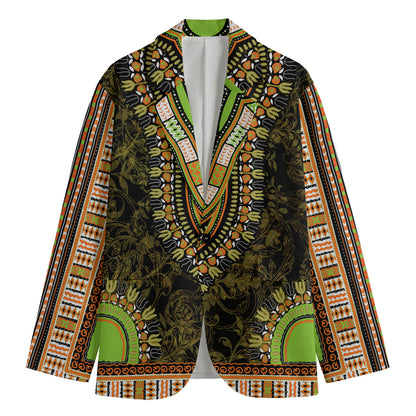 Orange And Black African Dashiki Print Men's Cotton Blazer