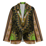 Orange And Black African Dashiki Print Men's Cotton Blazer