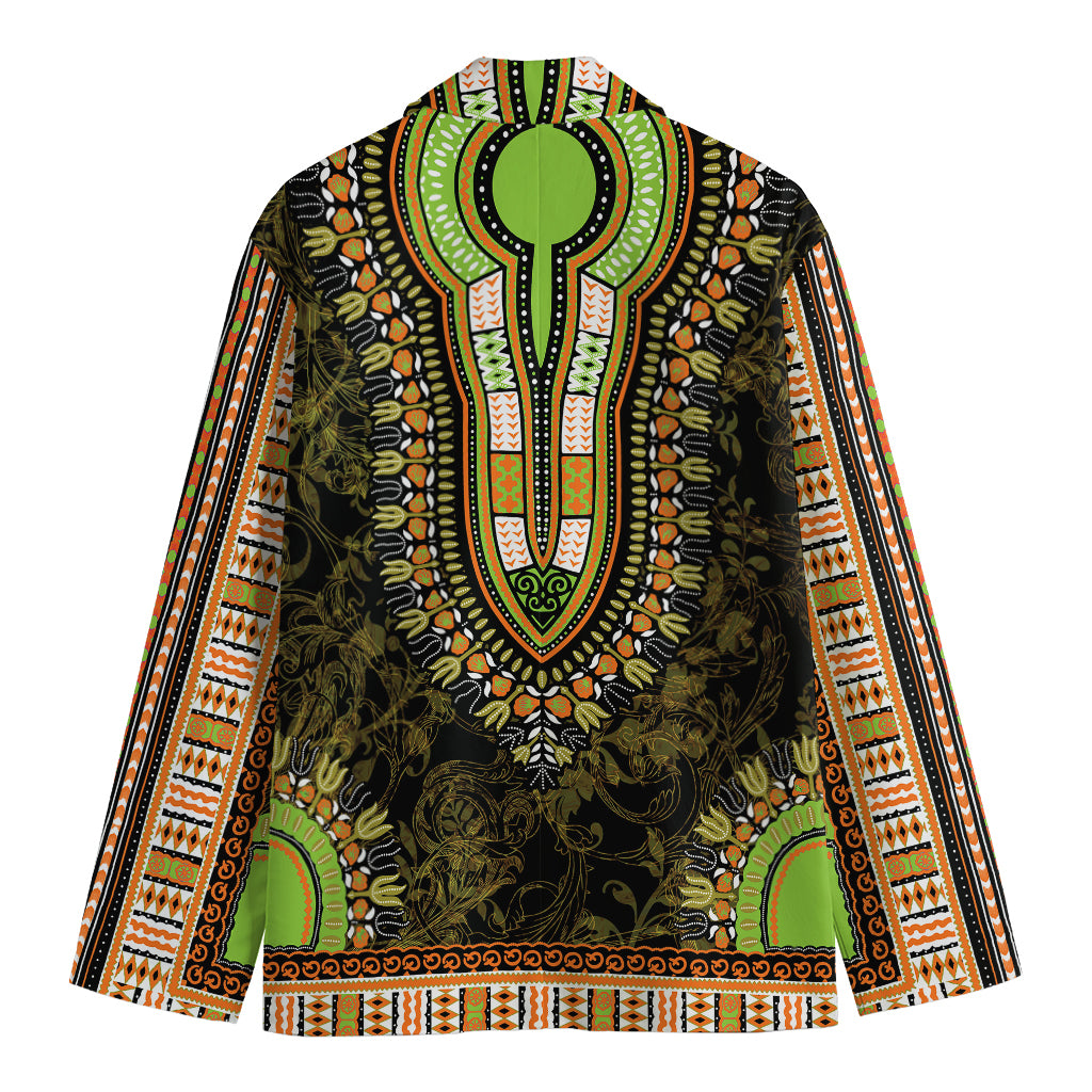 Orange And Black African Dashiki Print Men's Cotton Blazer
