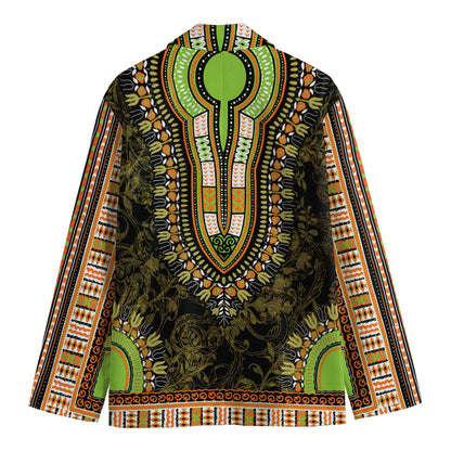 Orange And Black African Dashiki Print Men's Cotton Blazer