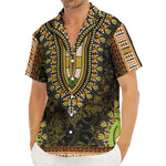Orange And Black African Dashiki Print Men's Deep V-Neck Shirt