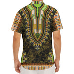 Orange And Black African Dashiki Print Men's Deep V-Neck Shirt