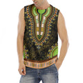 Orange And Black African Dashiki Print Men's Fitness Tank Top