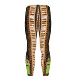 Orange And Black African Dashiki Print Men's leggings