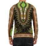 Orange And Black African Dashiki Print Men's Long Sleeve Rash Guard