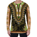 Orange And Black African Dashiki Print Men's Long Sleeve T-Shirt