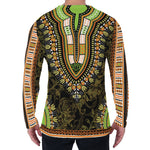 Orange And Black African Dashiki Print Men's Long Sleeve T-Shirt