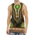 Orange And Black African Dashiki Print Men's Muscle Tank Top