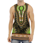 Orange And Black African Dashiki Print Men's Muscle Tank Top