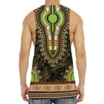 Orange And Black African Dashiki Print Men's Muscle Tank Top