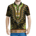Orange And Black African Dashiki Print Men's Polo Shirt