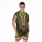 Orange And Black African Dashiki Print Men's Rompers