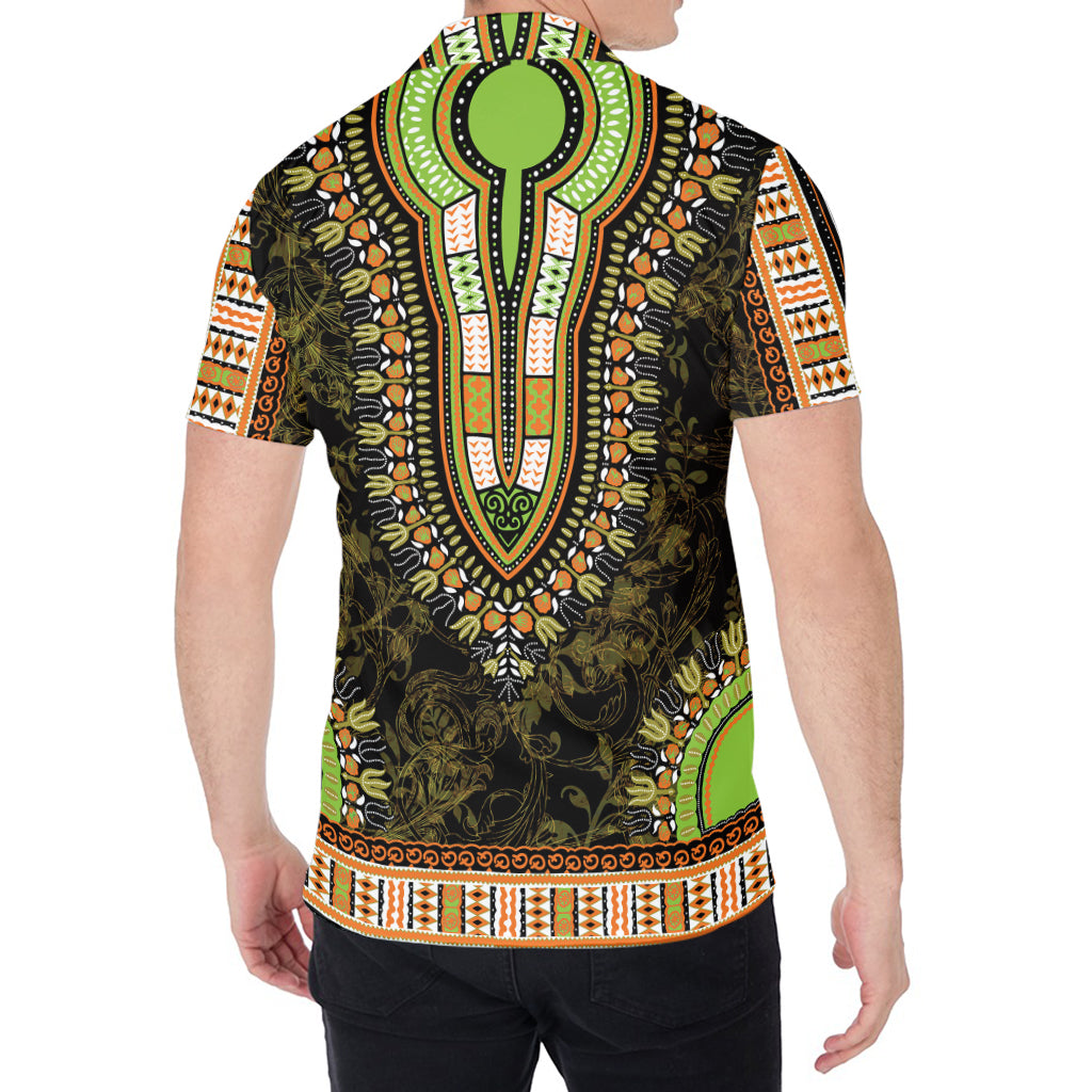 Orange And Black African Dashiki Print Men's Shirt