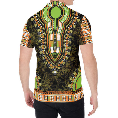 Orange And Black African Dashiki Print Men's Shirt