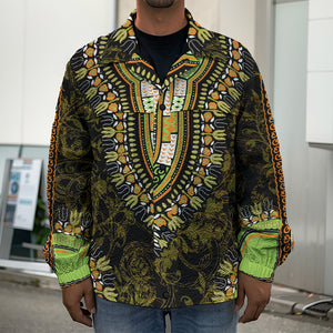 Orange And Black African Dashiki Print Men's Shirt Jacket