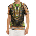 Orange And Black African Dashiki Print Men's Short Sleeve Rash Guard