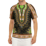 Orange And Black African Dashiki Print Men's Short Sleeve Rash Guard