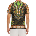 Orange And Black African Dashiki Print Men's Short Sleeve Rash Guard