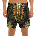 Orange And Black African Dashiki Print Men's Split Running Shorts