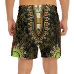 Orange And Black African Dashiki Print Men's Split Running Shorts