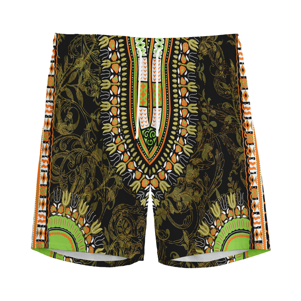 Orange And Black African Dashiki Print Men's Sports Shorts