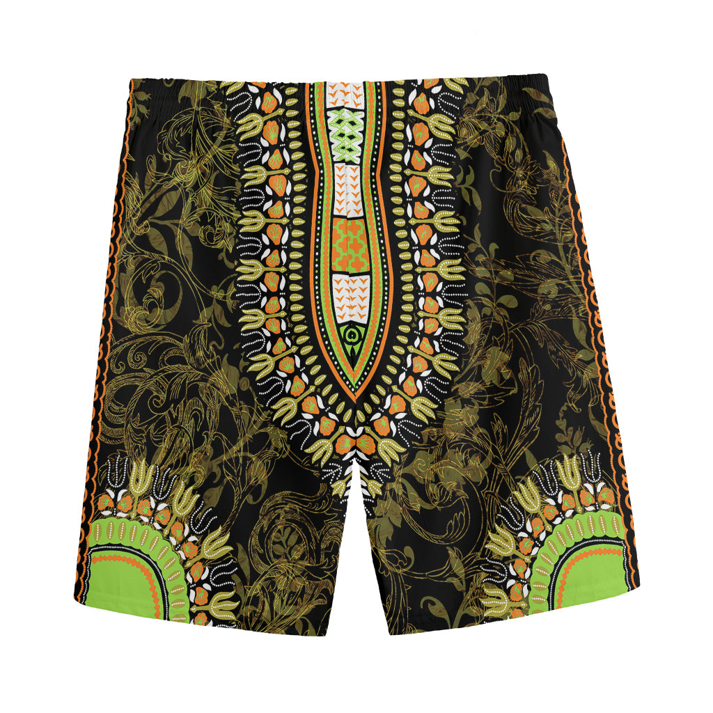 Orange And Black African Dashiki Print Men's Sports Shorts