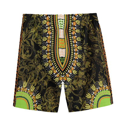 Orange And Black African Dashiki Print Men's Sports Shorts