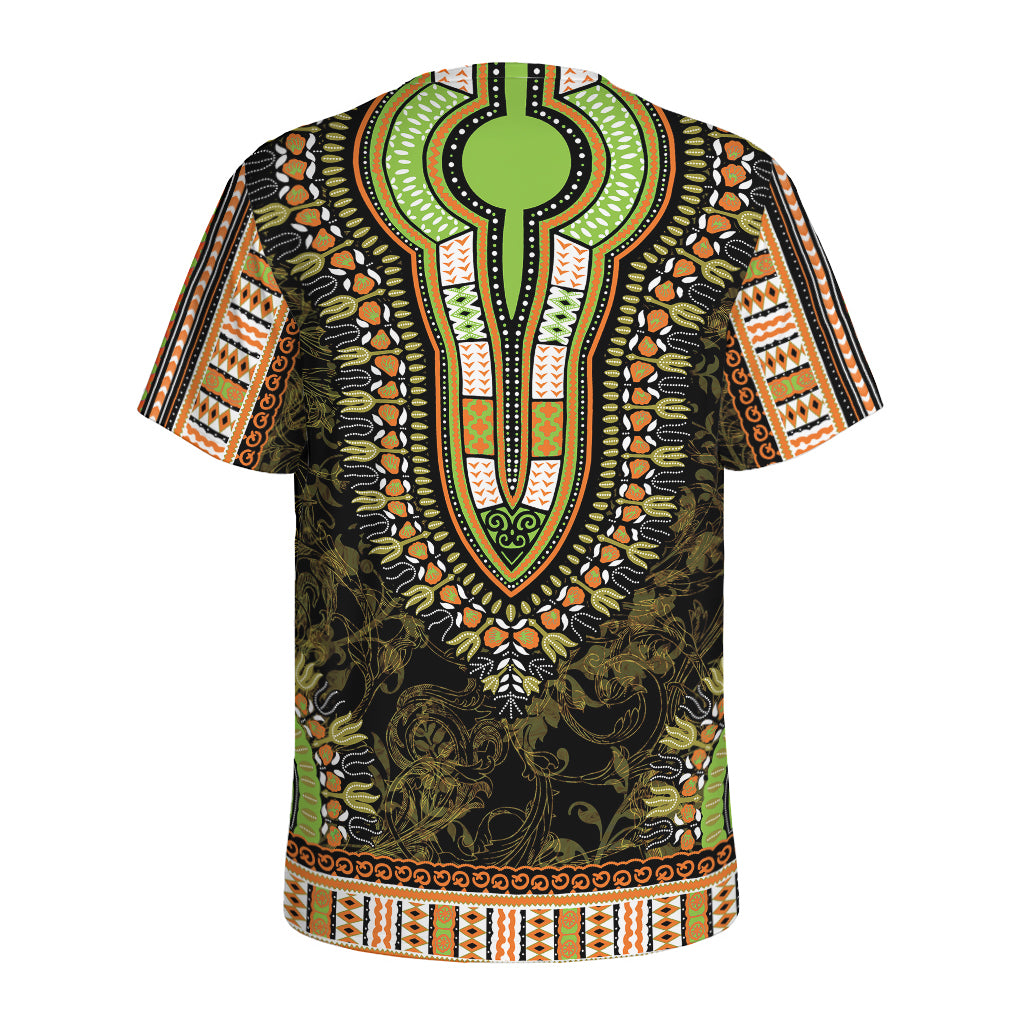Orange And Black African Dashiki Print Men's Sports T-Shirt