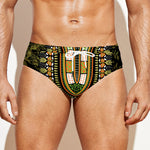 Orange And Black African Dashiki Print Men's Swim Briefs