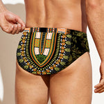 Orange And Black African Dashiki Print Men's Swim Briefs