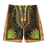 Orange And Black African Dashiki Print Men's Swim Trunks
