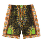 Orange And Black African Dashiki Print Men's Swim Trunks