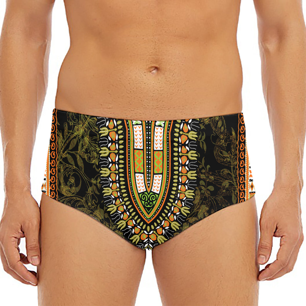 Orange And Black African Dashiki Print Men's Triangle Swim Briefs
