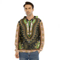 Orange And Black African Dashiki Print Men's Velvet Pullover Hoodie